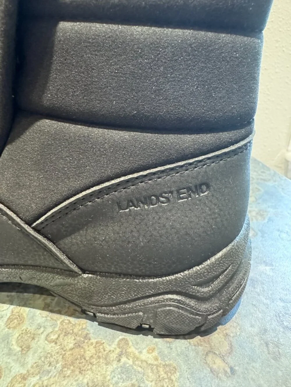 Lands End Black Expedition Waterproof Puffer Slip On Snow Boots - 9.5W